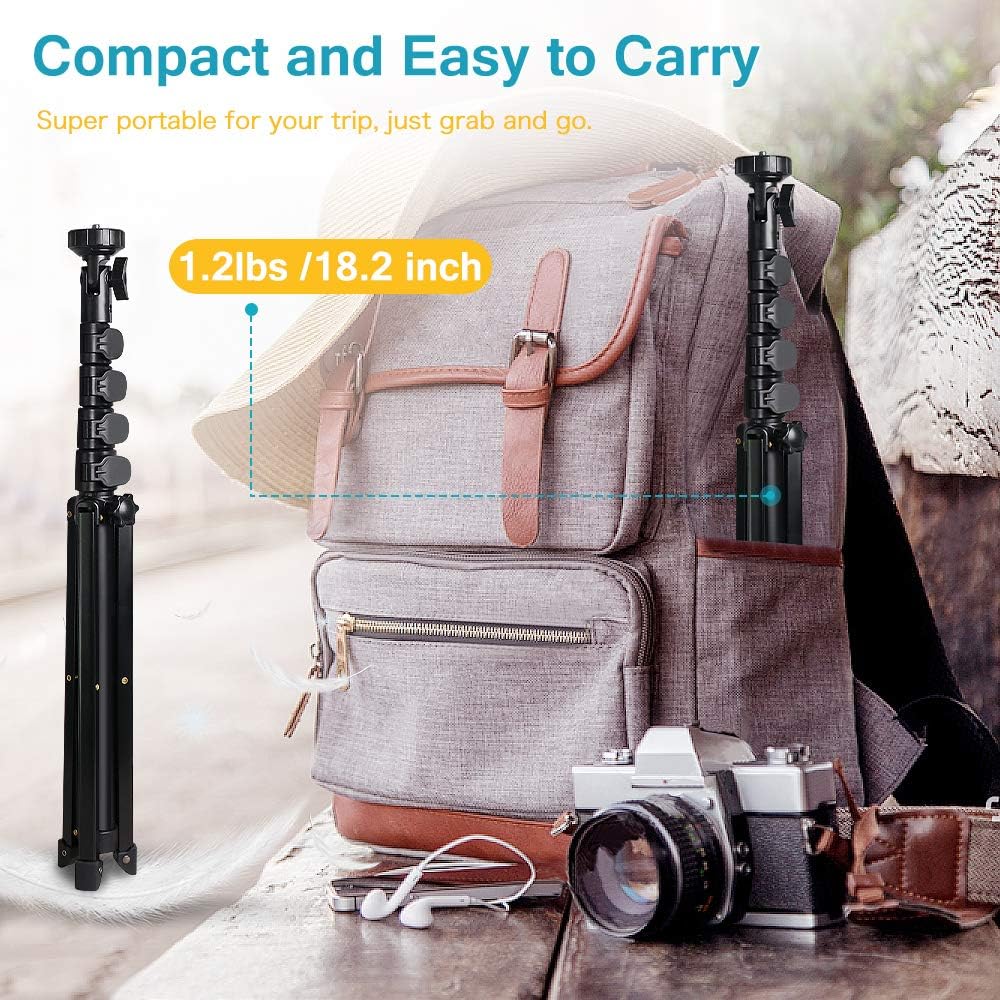 62" Phone Tripod Accessory Kits, Aureday Camera & Cell Phone Tripod Stand with Bluetooth Remote and Universal Tripod Head Mount, Perfect for Selfies/Video Recording/Vlogging/Live Streaming: Camera & Photo