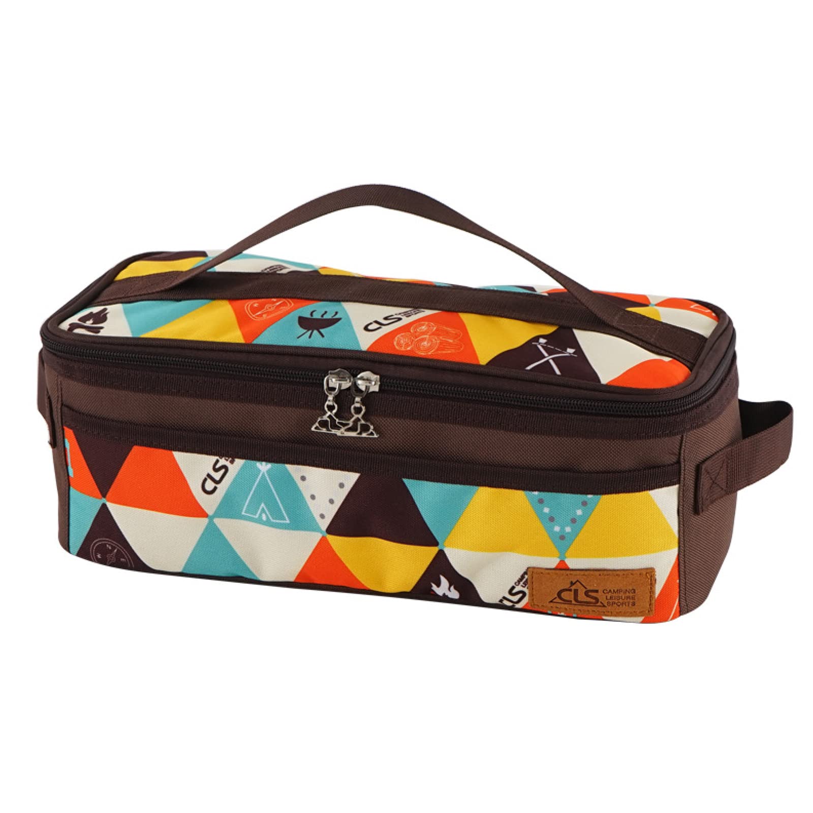 TRIWONDER Camping Utensils Storage Bag Cooking Utensils Organizer Camping Cutlery Pouch Portable Toiletry Wash Bag for Travel Picnic Barbecue (Colorful Triangles)