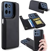 ASAPDOS for Motorola Moto G 5G 2025 Case with Card Holder,PU Leather Shockproof Flip Case with RFID Blocking Card Holder and Kickstand for Men Women Black