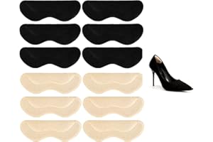 FOOTJKYX Pairs Shoe Heel Pads Suede,PairsHeelCushion Pads,Heel Grips Liner Cushions InsertsforLoose Shoes,Heel Pads InsertPreventToo Big,Blisters, Heel Slipping,FillerforLoose Shoe Fit (3BLACK+3APRICOTS)