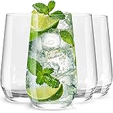 Wlasss Drinking Glasses Set of 4, 16.4 oz Clear Glass Tumbler, Water Glasses for Beer, Juice, Mojito, Iced Tea, Dishwasher Safe Glassware,Gifts