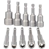 Magnetic Nut Driver Set 10Pcs(Metric), BAIDETS 1/4" Quick-Change Hex Shank Power Nut Driver Drill Bit Set 6-15mm, Suitable for Any Brand of Hand Drills, Electric Drills and Electric