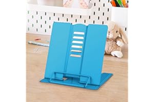 Honagu Small Book Stand Book Holder Metal Desk Stand for Reading Hands Free, Adjustable Cookbook Documents Holder, Portable for Music Books, Textbook, Recipe, Tablet, Ipad, Great Gifts (Sky Blue)