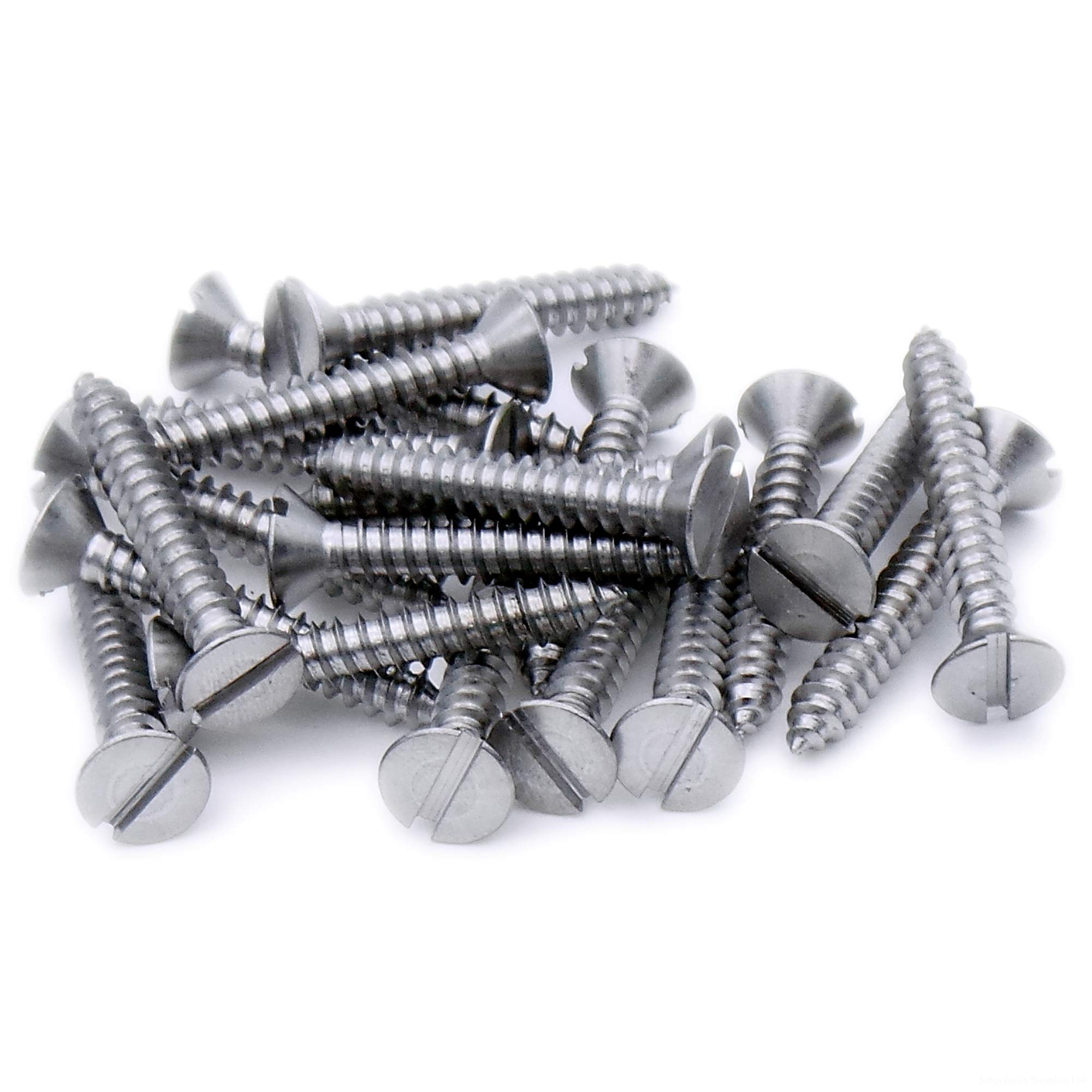 No.8 x 1.5 (4.2mm x 38mm) Slot Countersunk Self-Tapping Screw - Stainless Steel (A2) (Pack of 20)