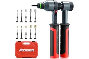 AOBEN Rivet Nut Tool Kit, Nutsert Gun Kit, Upgraded Rivnut Tool with 10 Metric and SAE Madrels, 100 Pcs Rivnuts, and Rugged C