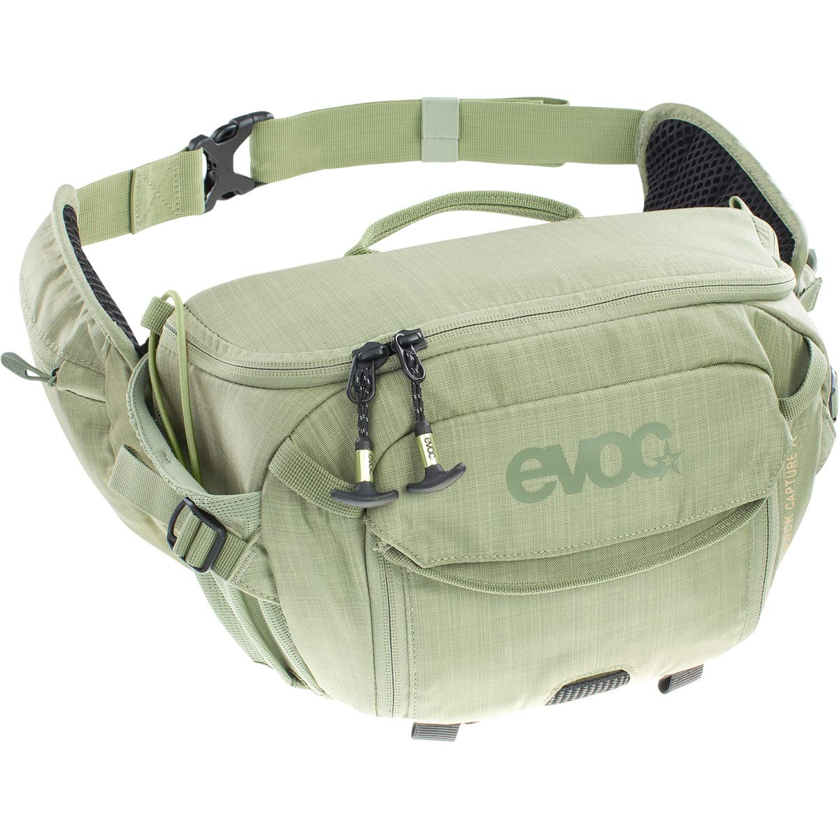 EVOC Hip Pack Capture 7 Hip Pack Photography Bag for Compact Camera (7L Capacity, Adjustable Hip Belt, Airflow Contact System, Venti Flap System, Hip Belt Pockets), Light Olive Mottled