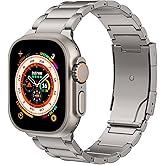 MoKo Titanium Band Compatible with Apple Watch Ultra 3/2/1 49mm, S11/S10 46mm, 9/8/7 45mm, SE3/SE2/SE/6/5/4 44mm, 3/2/1 42mm, Titanium Replacement Watch Band with Folding Clasp