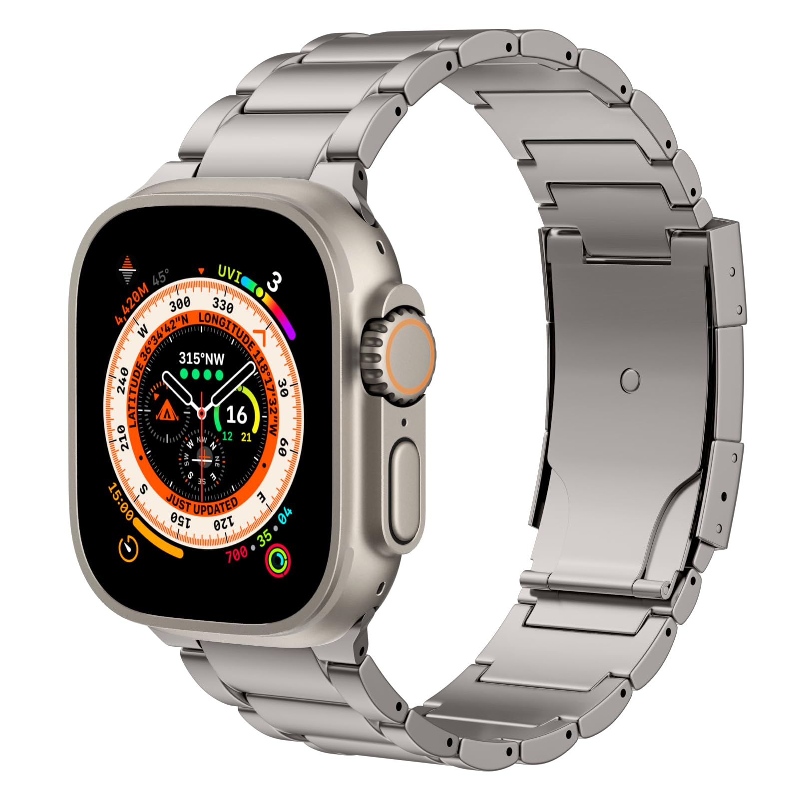 MoKo Upgraded Titanium Watch Band, Compatible with Apple Watch Ultra 3/ Ultra 49mm, Replacement Strap for iWatch 46mm/45mm/44mm/42mm, Metal Band for Series 11/10/9/8/7/6/5/4/3/2/1/SE3/SE2/SE, Titanium