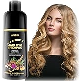 Lunory Blonde Brown Hair Dye Shampoo for Gray Coverage - 3 IN 1 Hair Color Shampoo with Argan Oil & Ginseng, Ammonia & Paraben Free, Long Lasting Semi-Permanent Natural Color for Women & Men (500ml)