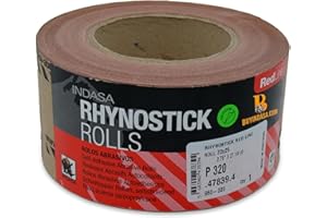 Indasa 2.75" PSA Sandpaper Roll - 27 Yard Rhynostick 36-Grit Long Continuous Roll, Self-Adhesive Stickyback Sand Paper for Woodworking, Automotive, Metal (Aluminum Oxide)