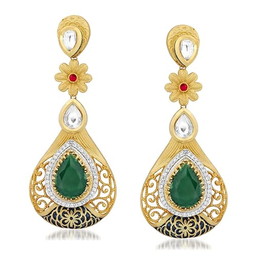 VK Jewels Drop Earrings for Women (Golden) (vkerz1436g)