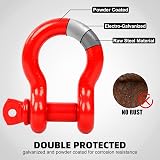FreeTec 3/4" Bow Shackles 4.75 Ton D Ring Heavy Duty Galvanized Lifting 2 Pack view 2