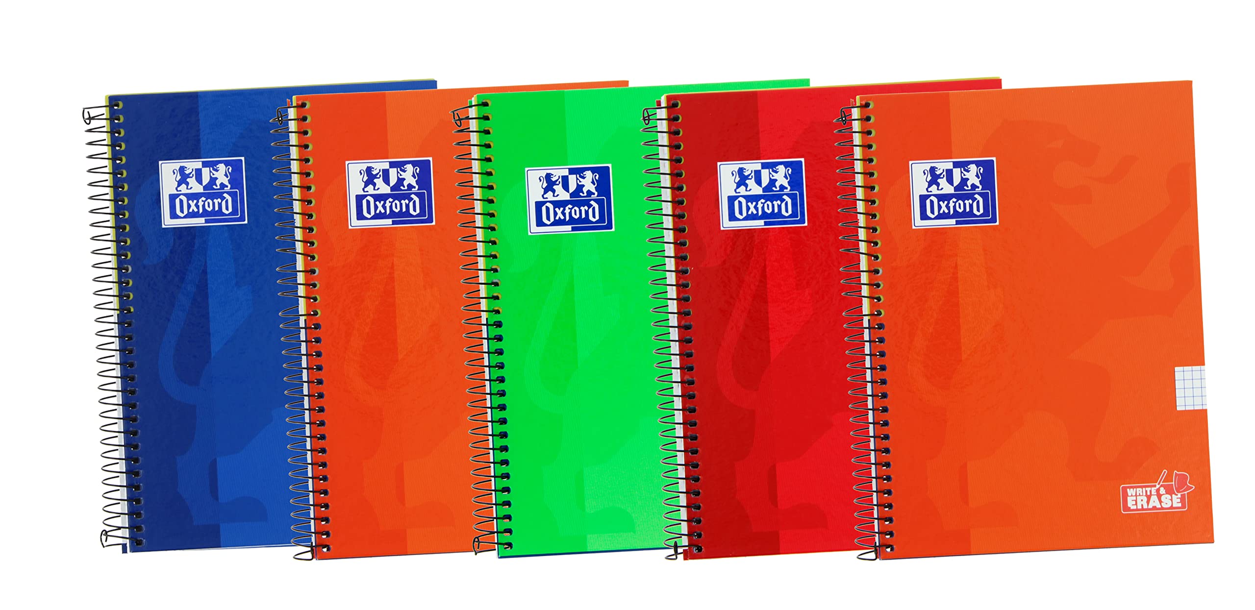Oxford 100430151 Classic - Spiral Notebook with Extra Cover, 80 Sheets, Assorted Colors, 4th Format, Pack of 5