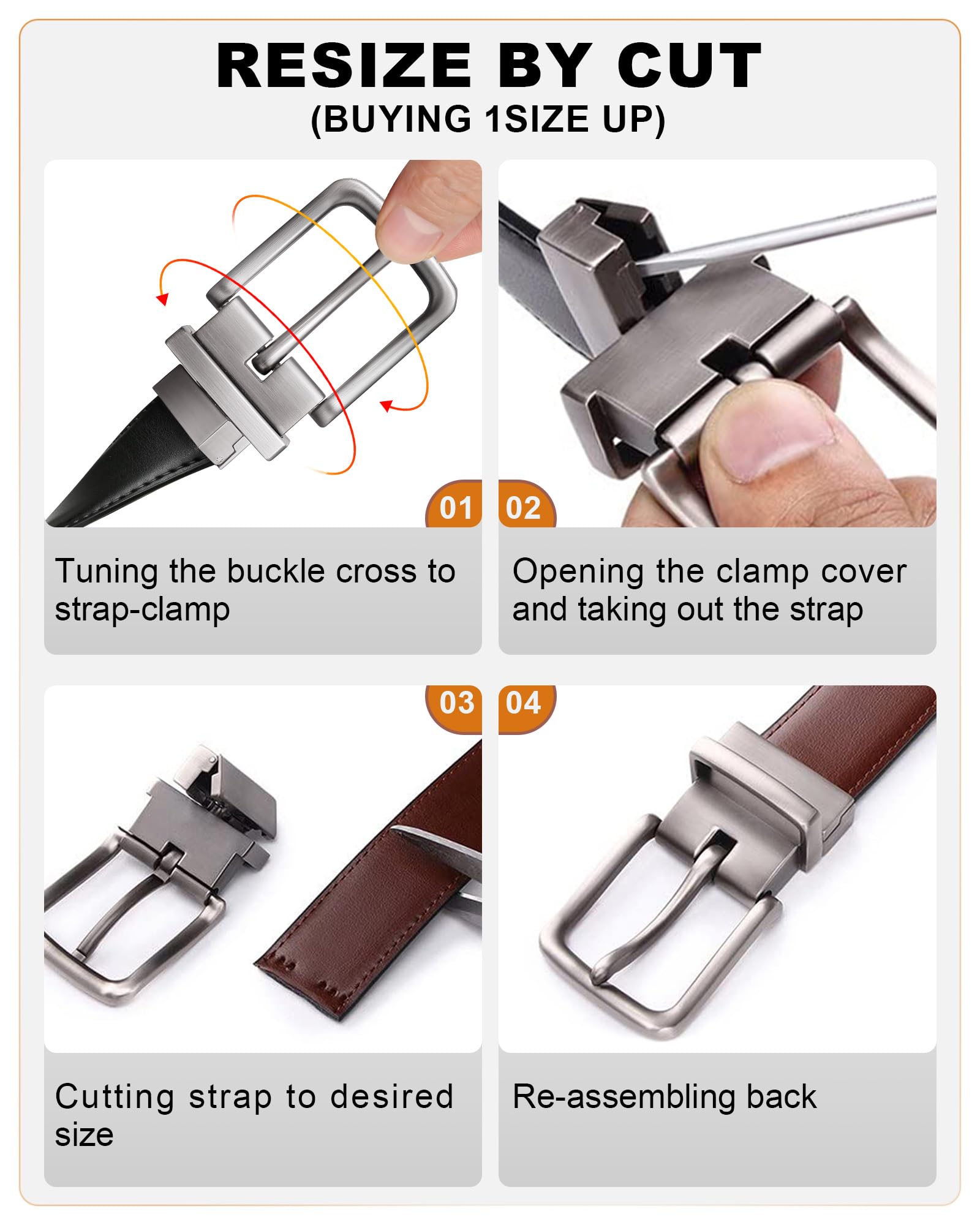 BULLIANT Men's Belt,Reversible Belt Adjustable For Gift Men 1.25”-Cut For Fit-2 Sides in 1 Belt(Not 2)