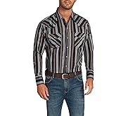ELY CATTLEMAN Mens Long Sleeve Western Stripe, Burgundy, L