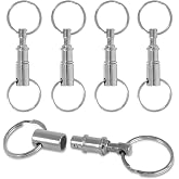 Super Z Outlet Pull-Apart Silver Key Ring Easy Detach Double Spring Split Snap Separate Chain Convenient Accessory Gift (4 Pack)