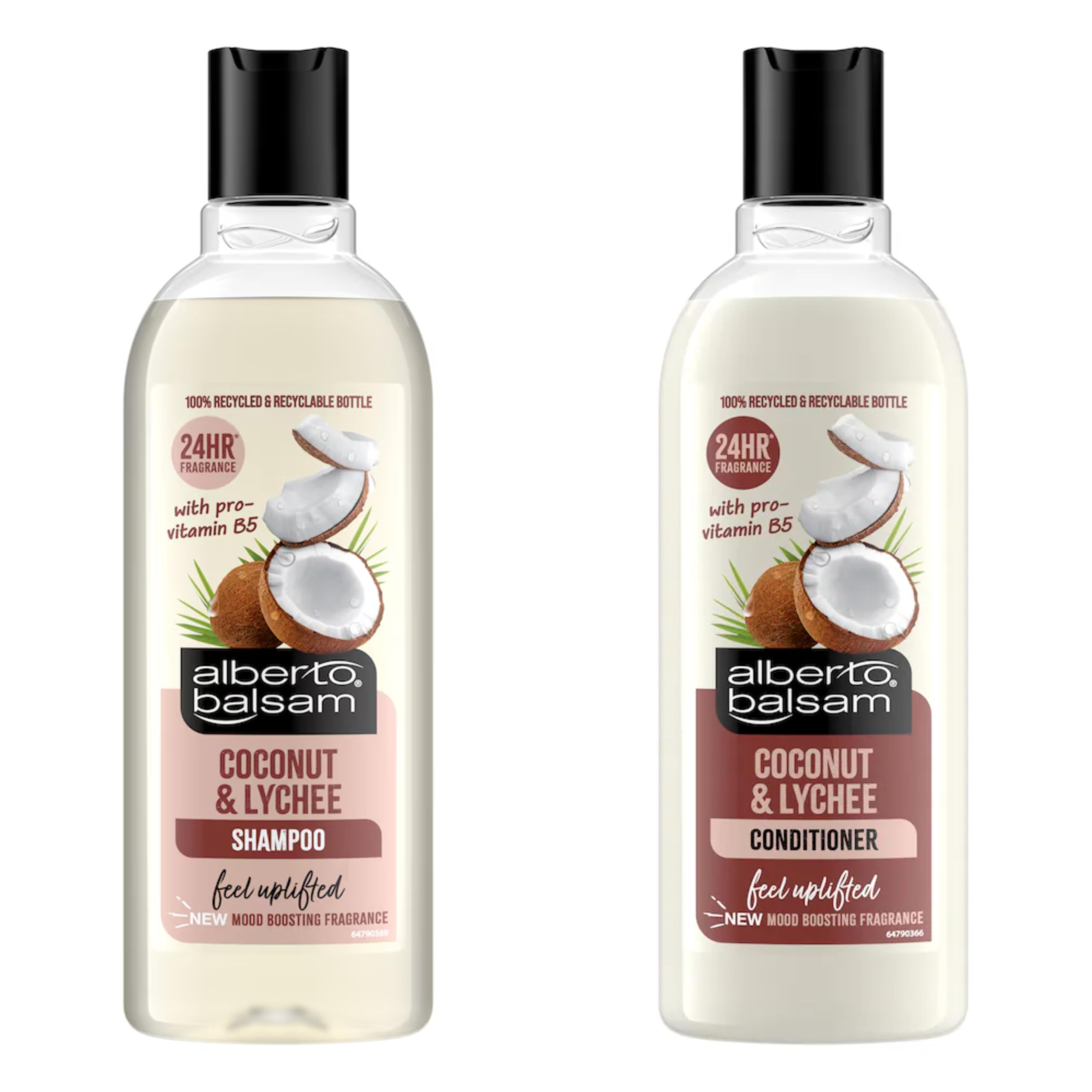 Unilever Alberto Balsam Coconut & Lychee Shampoo and Conditioner Bundle (350ml) - Strengthening, Moisturizing, Invigorating