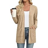 Womens Lightweight Cardigans Long Sleeve Sweaters Knit Open Front Casual Cardigan Sweater with Pockets
