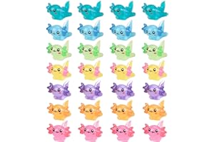 HEQU 28 Pcs Mini Resin Axolotl Toy 7 Colors Resin Charms Tiny Axolotl Miniature Figurine Small Ornament for Dollhouse Garden 