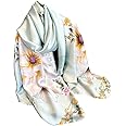 NUWEERIR Womens 100% Large Mulberry Silk Scarf Long Satin Scarf Fashion Designer Scarf Lightweight Wraps