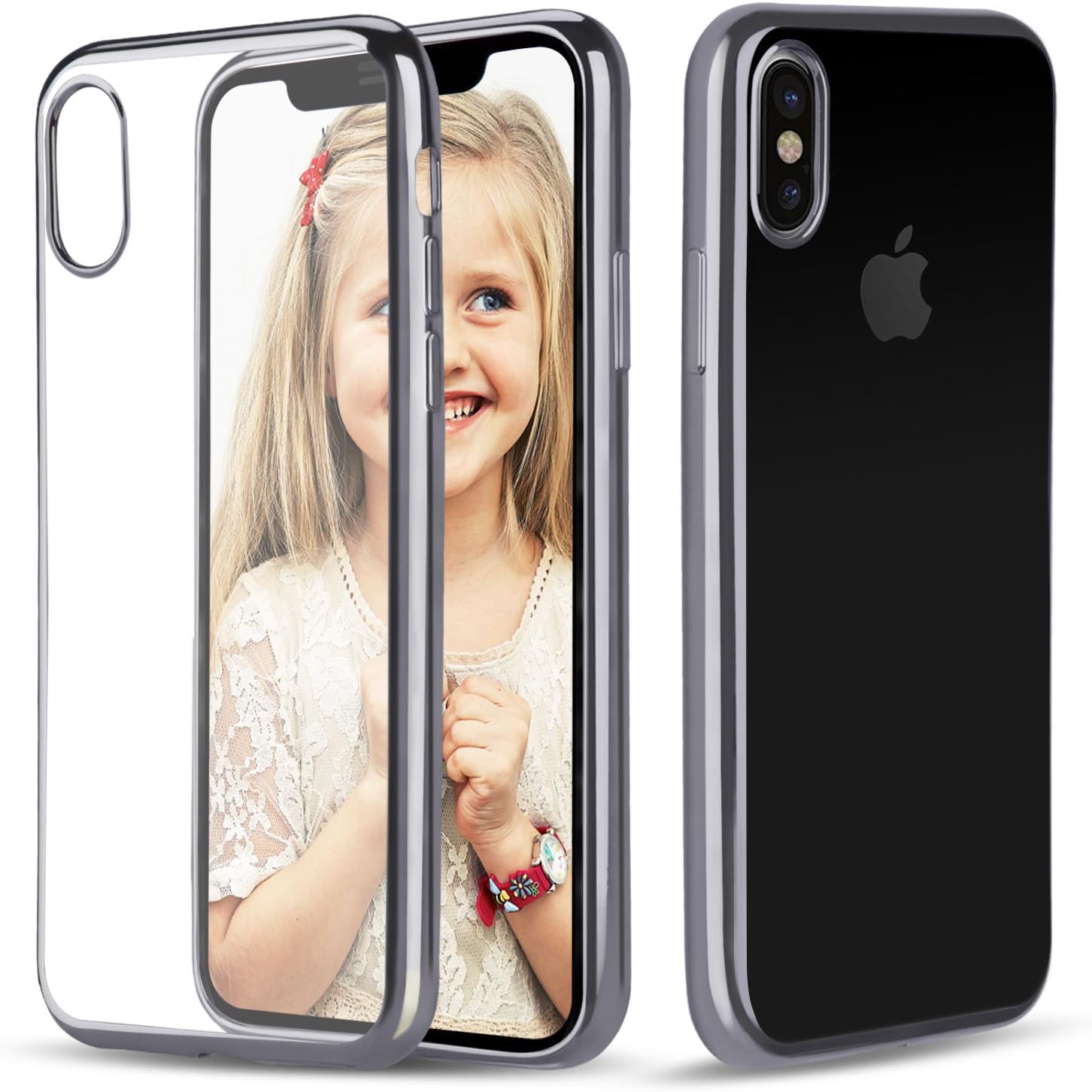 KOROSTRO iPhone X Case, Ultra Slim&Thin Phone Cover Shock Resistant Soft TPU Plating Bumper Protective Case - Gray