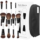 Daily Queen Portable Makeup Brush Set 8pcs Dual Kabuki Powder Concealers Eye shadows Blush Eyeliner Eyebrow Contour Eye blending Brushes (8 IN 16 brush set with waterproof bag)