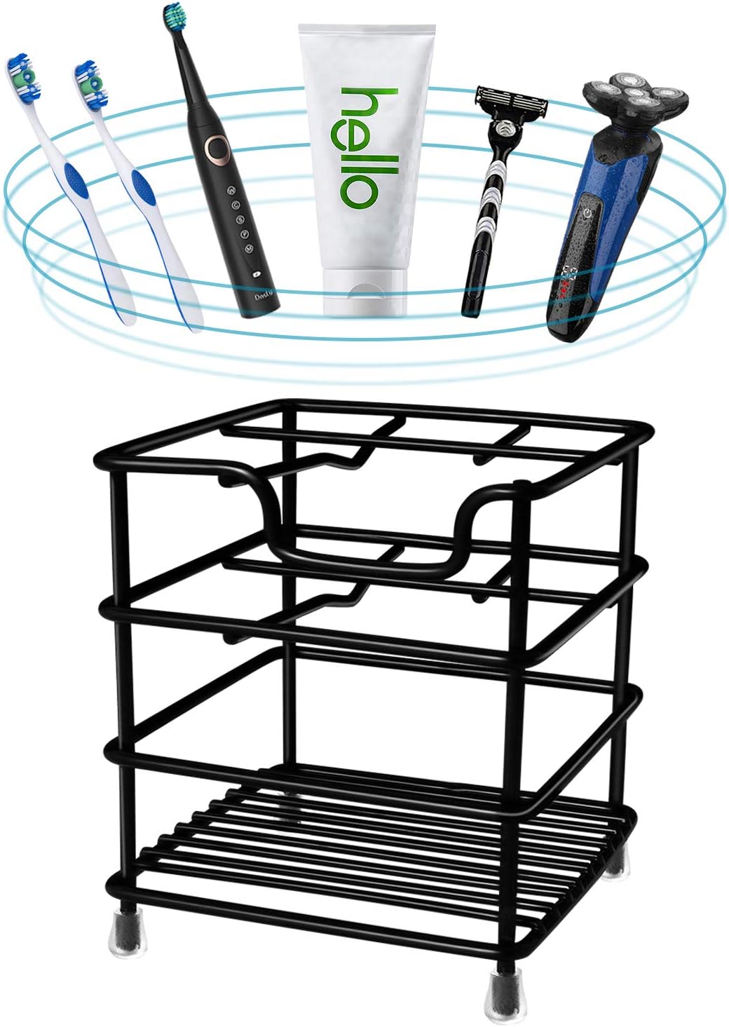 HYRIXDIRECT Toothbrush Holder Stainless Steel Rustproof Bathroom Electric Toothbrush Holder Toothpaste Storage Organizer Stand for Vanity Countertops: Home & Kitchen