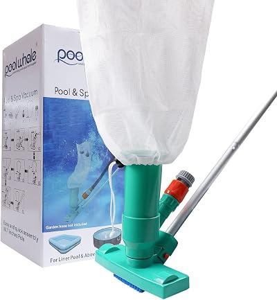 POOLWHALE Mini Jet Vac Vacuum Cleaner with Telescopic Pole & Brushes