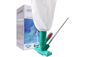 POOLWHALE Portable Pool Vacuum Jet Underwater Cleaner W/Brush,Bag,6 Section Pole of 56.5"(No Garden Hose Included),for Above Ground Pool,Spas,Ponds & Fountains