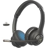 JLab, Go Work Gen 2, Wireless Headset, Bluetooth, USB Dongle, Boom Mic, Multipoint, Over Ear Headphones, Black