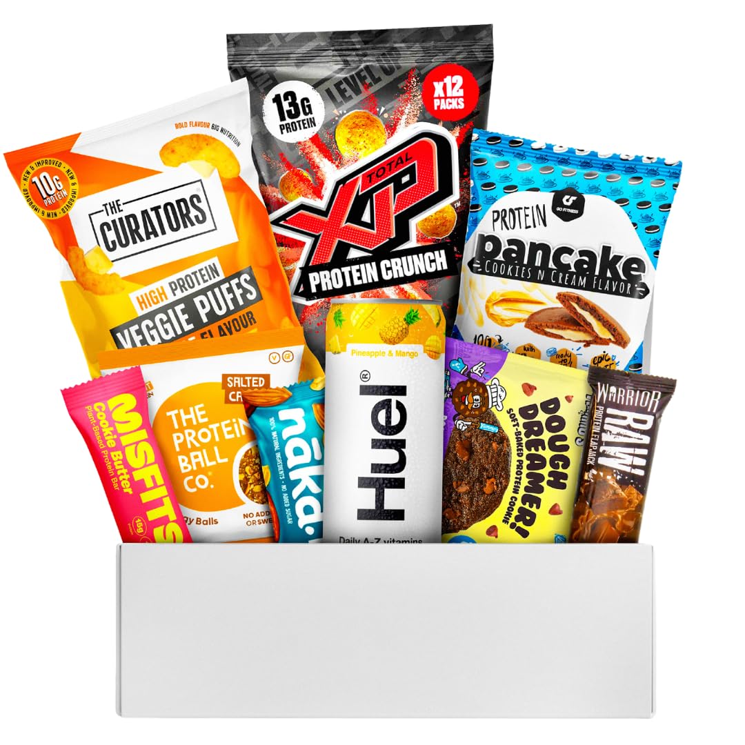 Protein Hamper High-Protein Snacks Gift Box - Premium Gym Gifts for Men & Women - Ideal Hampers for Men, Gym Hamper for Fitness Enthusiasts - Men's & Women's Snack Selection Gift