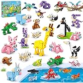HOGOKIDS 20 Packs Valentines Party Favors for Kids, 60 Kinds of Mini Animals Toy Building Block Set for Valentines Day Classroom Prizes Goodie Bag Stuffers Birthday Gifts for Boys Girls Ages 6-12+