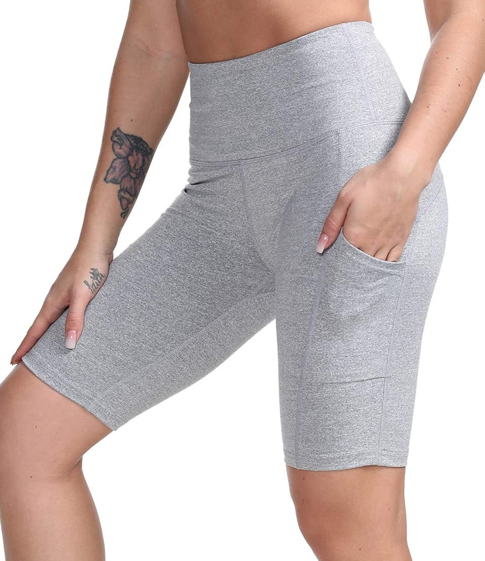 DILANNI Women's Yoga Shorts with Pockets- High Waisted Workout Shorts for Gym Biker