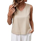 LOMON Womens Linen Tank Top V Neck Tank Tops Sleeveless Cute Spring Summer Tops for Women 2026 Beach Vacation Outfits (XS-XL)