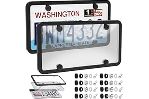 RYHYC 2 Pcs License Plate Frames Covers License Plate Protector Car Licence Plates Holder Front Rear Protector with Screw Caps Kit (BL)