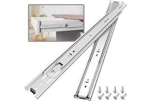 BAIDICE 1 Pair Full Extension Ball Bearing Drawer Slides 8 10 12 14 16 18 20 22 24 Inch 100 LB Load Capacity Side Mount File Cabinet Rails Dresser Metal Runner Trash Can Kitchen Slider Glide Silver