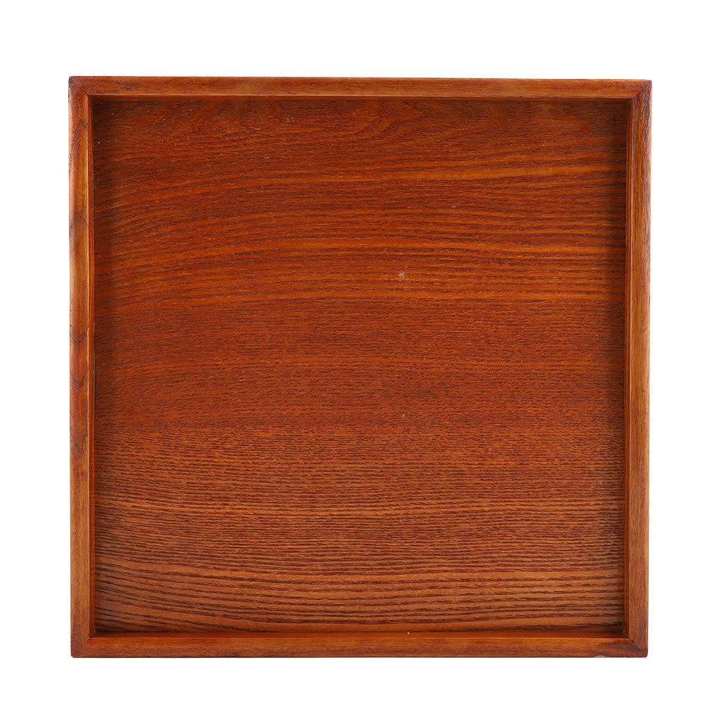 Square Solid Wood Tea Tray Wooden Plate Coffee Sushi Snacks Serving Plate for Cafe Restaurant(30 * 30cm)