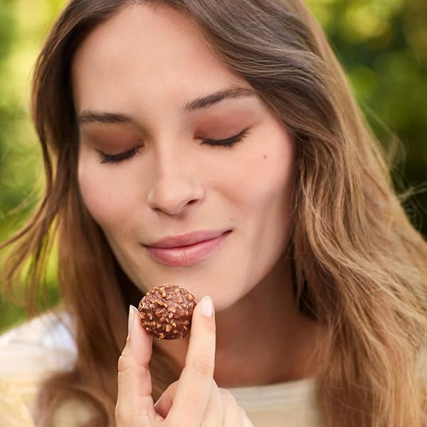 FERRERO ROCHER GOURMET HAZELNUT MILK CHOCOLATE GIFT BOX, 24 INDIVIDUALLY WRAPPED TREATS, 10.6 OZ