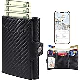 ZHOUMADE Wallet for Men, Slim RFID Blocking Trifold Wallet, Smart Wallet with Location Tracking, Apple Find My Wallet with ID Window 8 Cards Cash Slot Gift Box