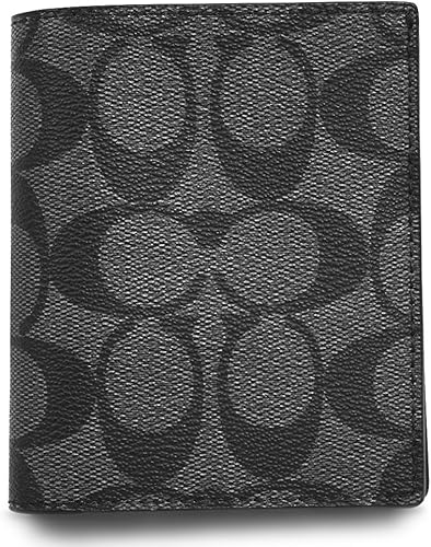 Amazon アウトレット品 コーチ 財布 F Cq Bk Coach メンズ 二つ折り 小銭入れ付き スリム コイン ウォレット シグネチャー チャコール ブラック 財布