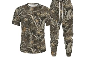 SOLY HUX Men's Camo Print Outfits Short Sleeve T Shirt and Jogger Pants Outdoor 2 Piece Set