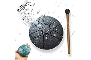 YUNEEHA Steel Tongue Rain Drum - 3 Inch 6 Notes for Garden, Waterproof for Outside, Mini Hand Yard Rhythm for Outdoor Garden Symphony (Black)