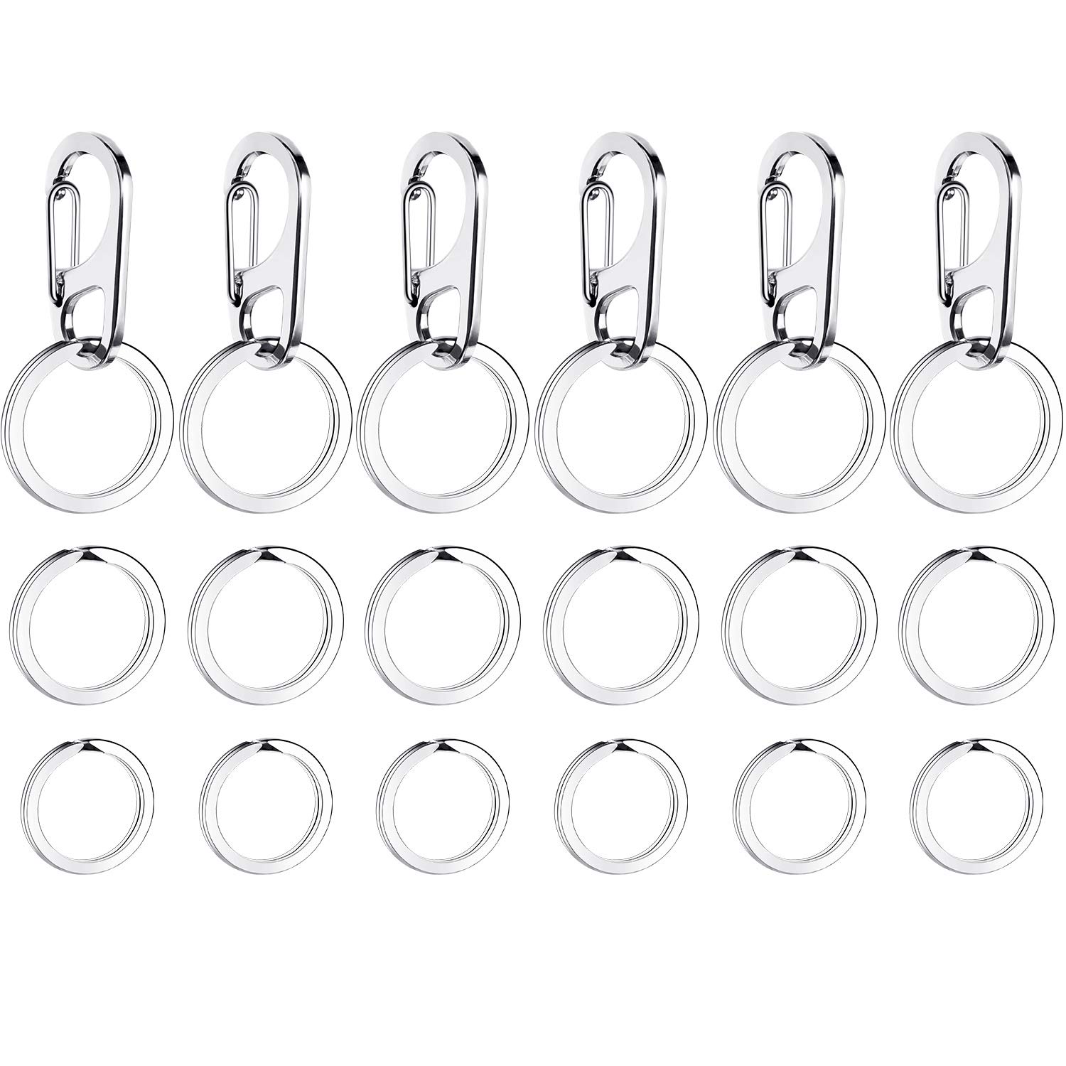 BOAO 6 Pieces Dog Tag Clips Pet ID Tag Clips with 18 Pieces Durable Stainless Steel Rings Personalized Clips Pet ID Tag Holder for Cats Dogs Collars Harnesses in 3 Sizes
