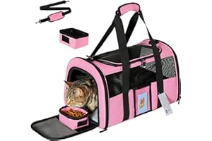 Simpelg Extra Large Pet Carrier 20 lbs+, Soft Sided Cat Carriers for Large Cats Under 25 lbs, Folding Big Dog Carrier 20"x13"x13", Cat Carrier for 2 Cats Travel Carrier -Large- Pink