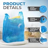 FERRIS 200pk Large Vest Carrier Bags Blue 11x17x21 Heavy Duty Plastic Handles view 4