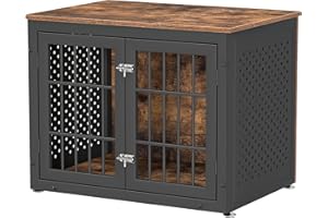 rehomerance 32" Heavy Duty Dog Crate Furniture for Small and Medium Dogs, Metal Kennel for High Anxiety Dogs, Chew Proof Pet Cage Indoor, Decorative Dog Kennel End Table