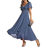 Ever-Pretty Empire Waist Formal Dress for Women V-Neck Chiffon Mother of The Bride Dresses Wedding Guest Gown 41981