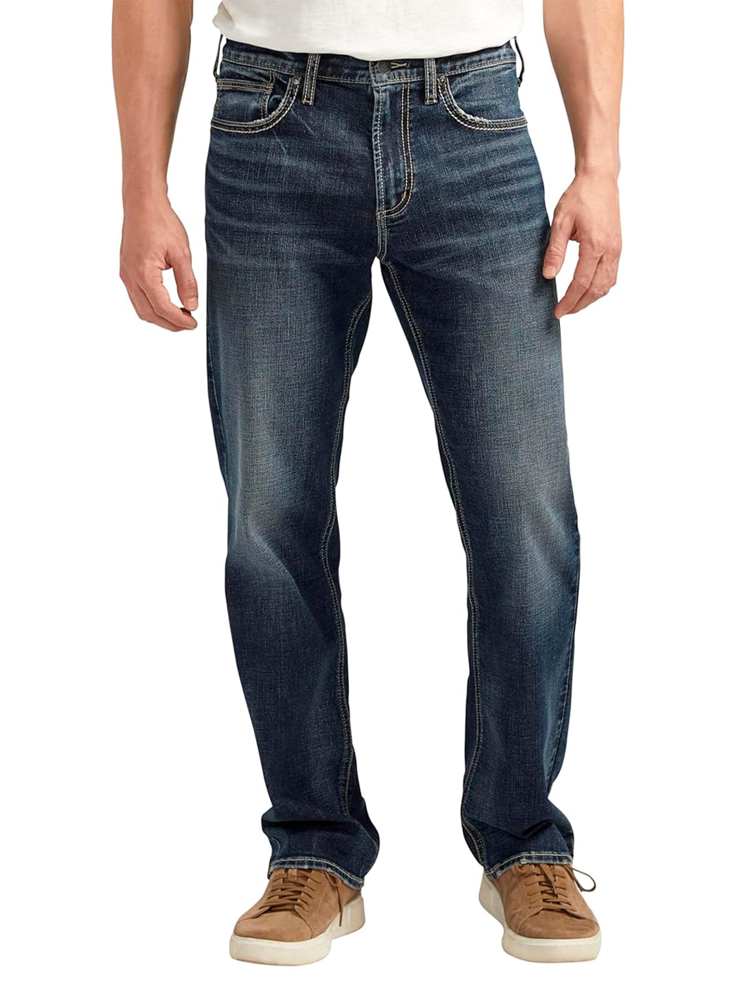Silver Jeans Co. Men’s Grayson Classic Fit Straight Leg Jeans, Dark Wash EFS405, 30W x 30L