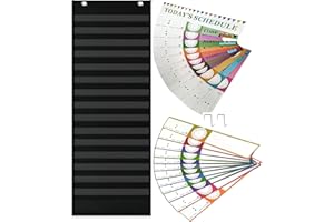 ABCKEY Black Schedule Pocket Chart for Classroom with 24 Cards,15+1 Pockets