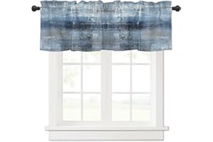 debraleye Navy Blue Window Valances, Abstract Art Valances for Windows Treatment Decor, Farmhouse Rod Pocket Decorative Curtain Valance for Bathroom Bedroom Living Room, 54 X 18 in Blue, 1 Panel